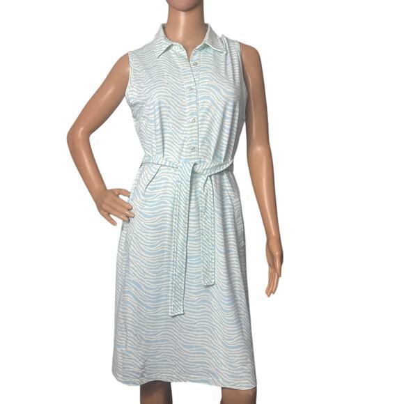 J. McLaughlin Womens Sleeveless Dress Blue Animal Print Nylon Spandex Size M - Picture 1 of 9